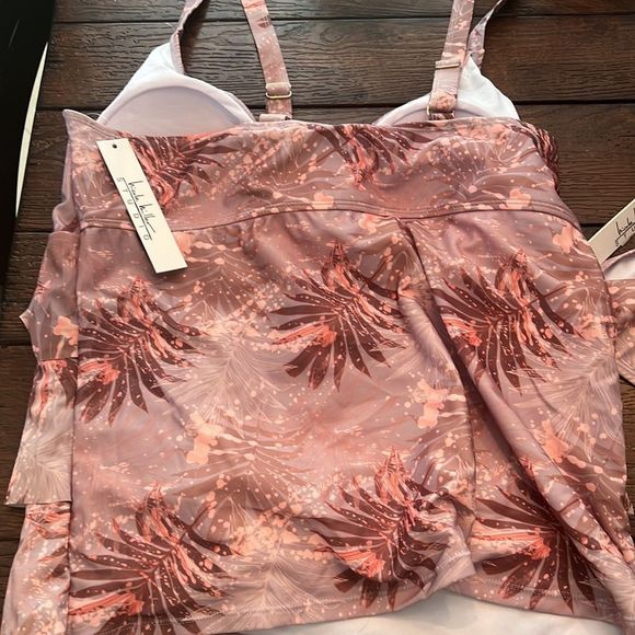 NWT Nicole Miller tropical sand print 3 tier tankini plus size swimwear - Picture 9 of 10